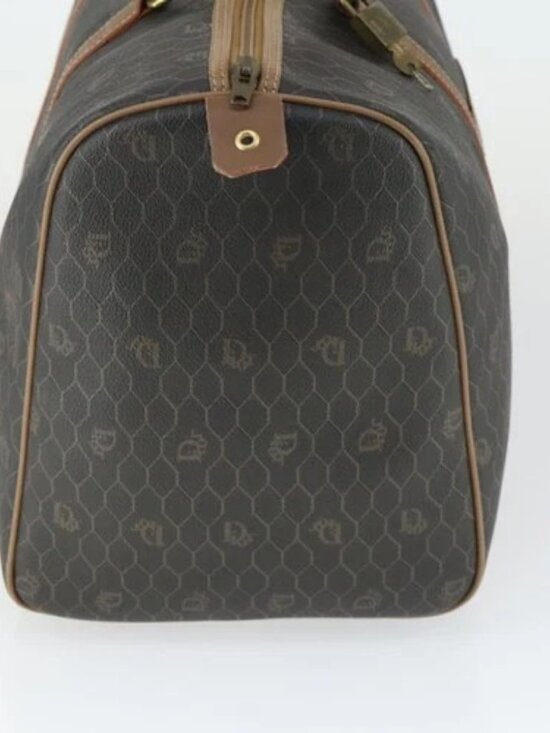 Christian Dior Honeycomb Canvas Boston Bag PVC Black Gold Auth ep12688 - Picture 4 of 16